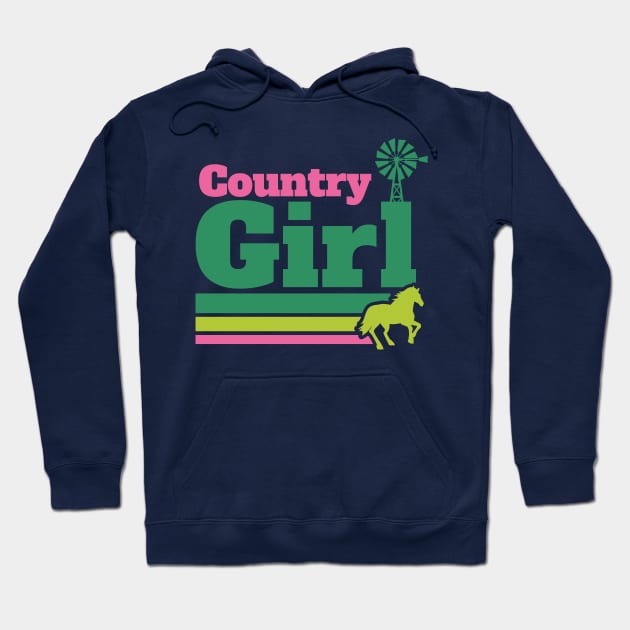 Retro Country Girl Colorful Rural Girl Hoodie by SLAG_Creative